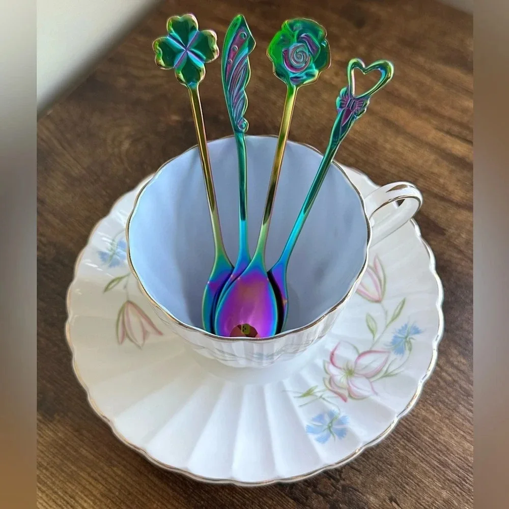 Rainbow Demitasse Spoons - Coffee/Dessert Spoon Set